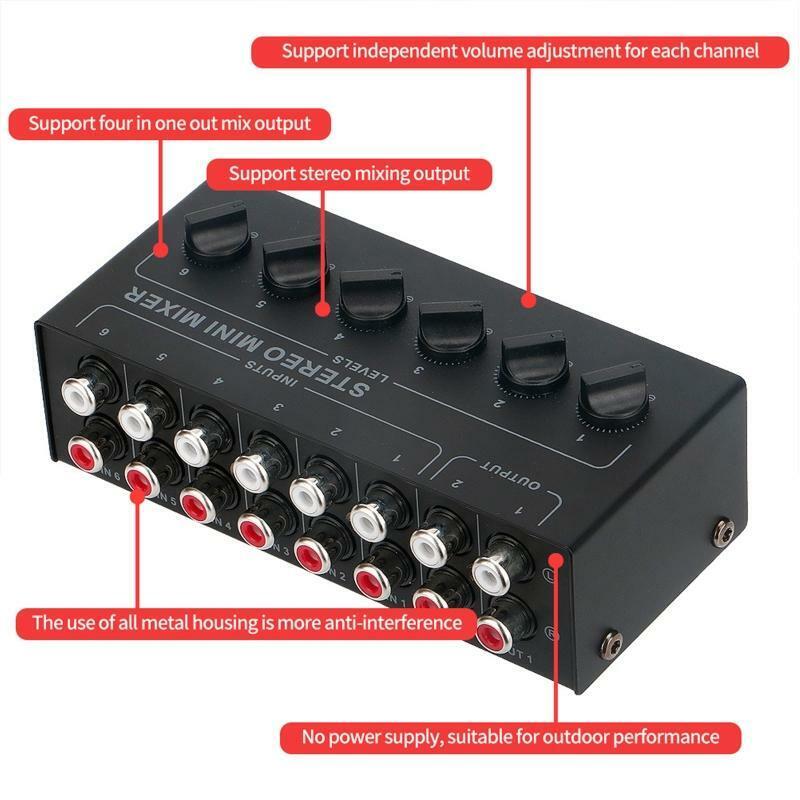 Highest Sound Quality 6 Channel Line Passive Mixer No External Power Supply