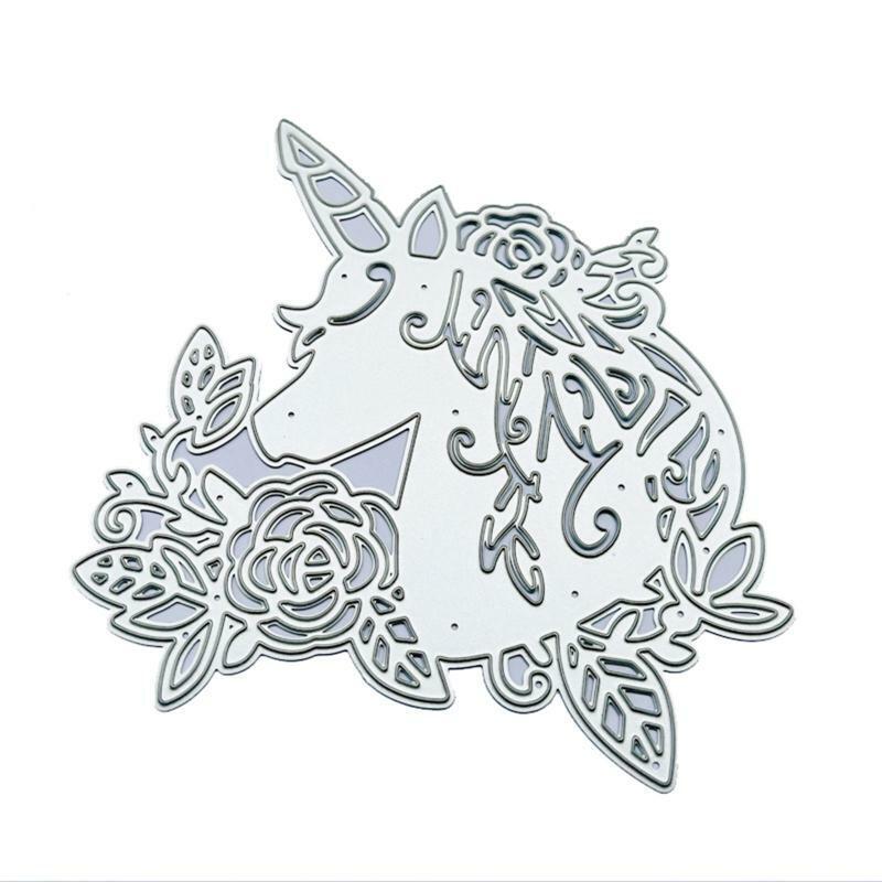 Horse Animal with Flower Leaf Metal Cutting Dies Embossing Stencil DIY Template