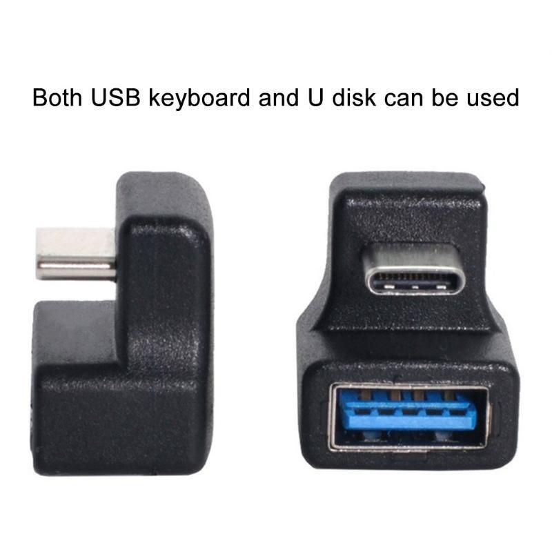 Mini USB Female to USB OTG Adapter USB3.0 to USB-C OTG Converter 180° Elbow