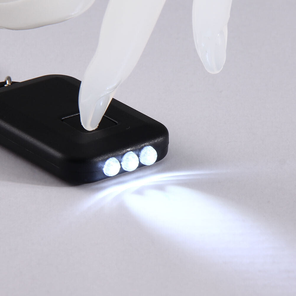 Solar Energy 3 Light LED Electric Torch Key Chain Accessory Black