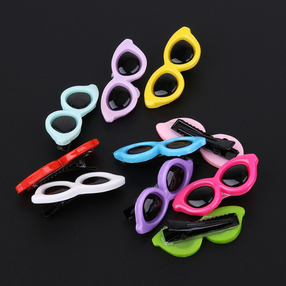 10pcs/Set Plastic Pet Sunglasses Hairpin Headdress Dog Hair Clip Pets Head
