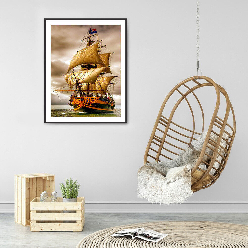 5D DIY Diamond Painting Ship Full Round Drill Mosaic Picture Kit Wall Arts