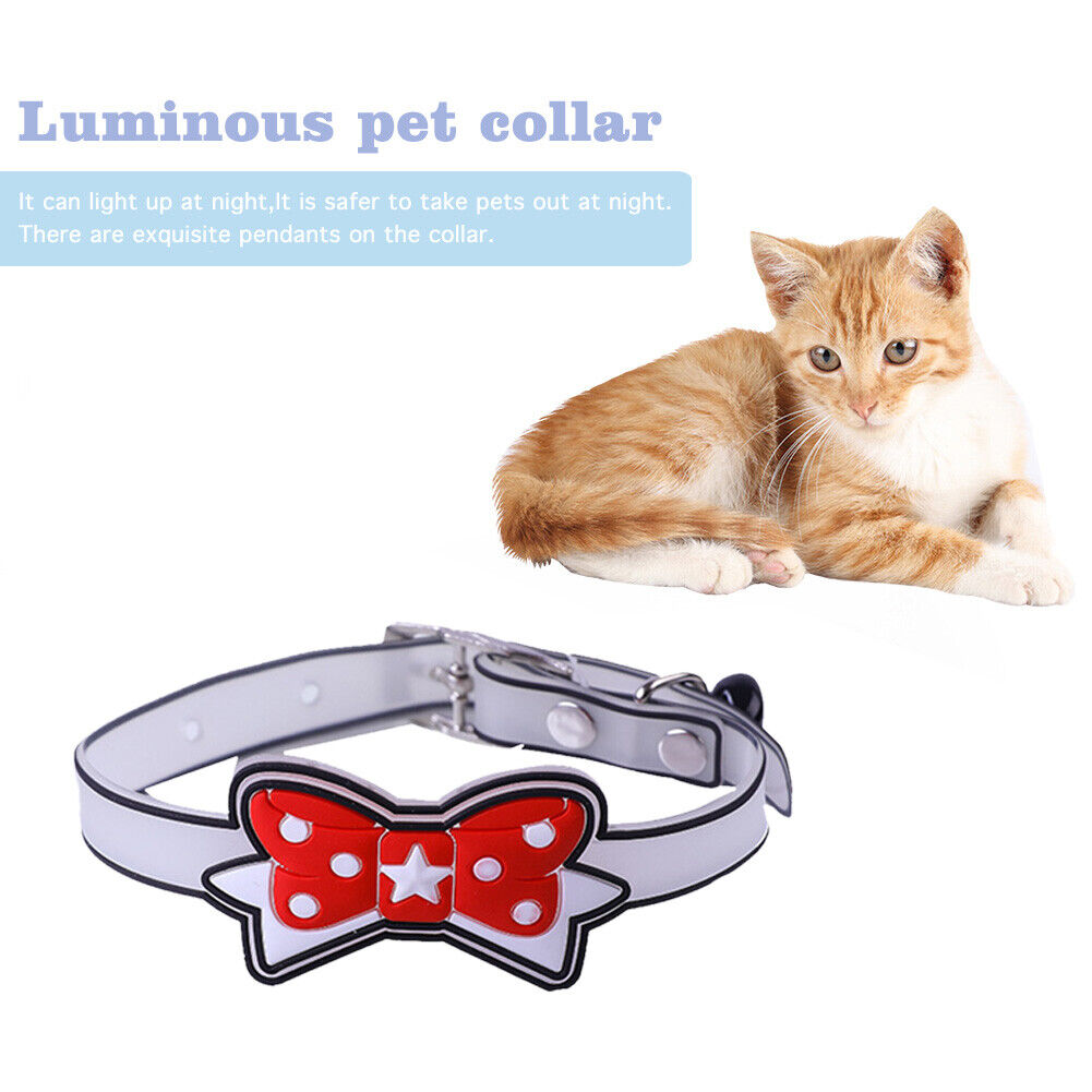 Pet Collar Silicone Night Safety Luminous Fluorescent Harness (Tie Red)