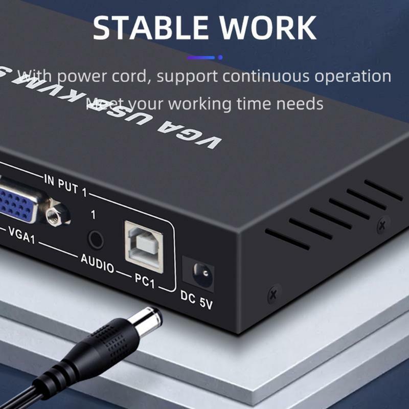 USB Switch 2 In 1Out VGA KVM Docking Station Switch Selector Printer Sharing Hub