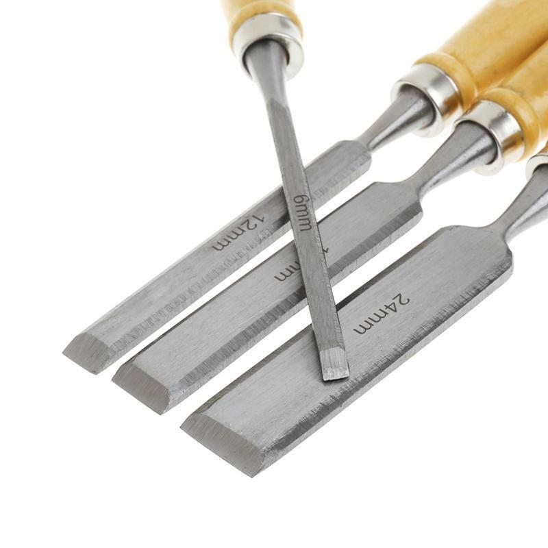 4Pcs/Set Wood Sculpture Flat Chisel DIY Woodworking Hand Tool