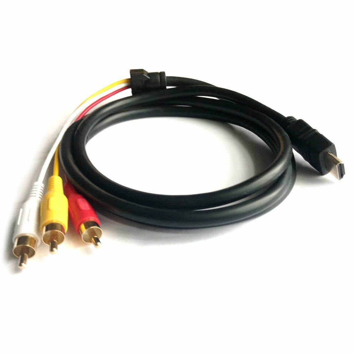 NEW 5 Feet 1080P HDTV HDMI Male to 3 RCA Audio Video AV Cable Cord Adapter