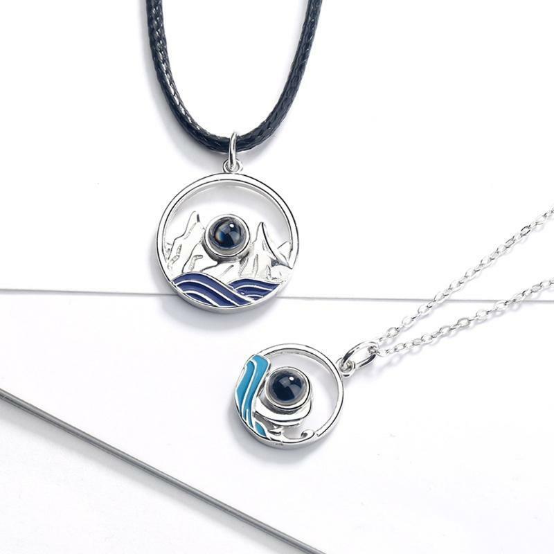 2Pcs 100 Different Language I Love U Nanotechnology Lover Pendant Necklace Lover