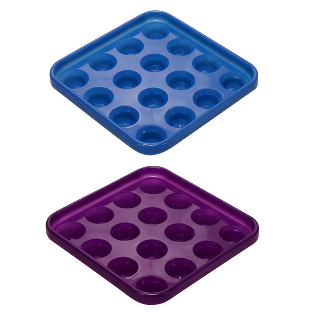 2 Pieces Durable Plastic Snooker/Pool Ball Tray Holds 16 Balls Blue & Purple