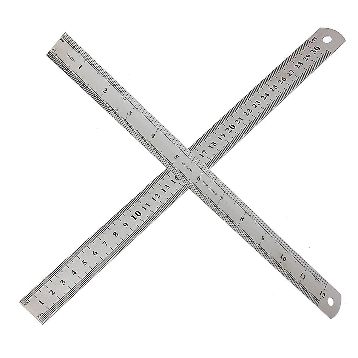 12" 30cm Stainles Steel Measuring Metric Metal Ruler Double Sided Measure Tool