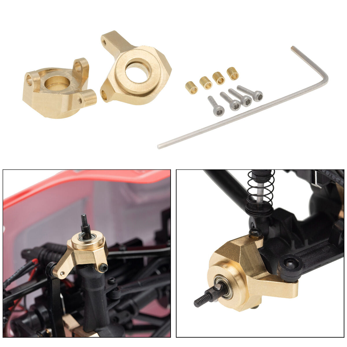 1 Pair Brass Steering Knuckle set Fit for Axial 1/24 SCX24 90081 RC Car Crawler