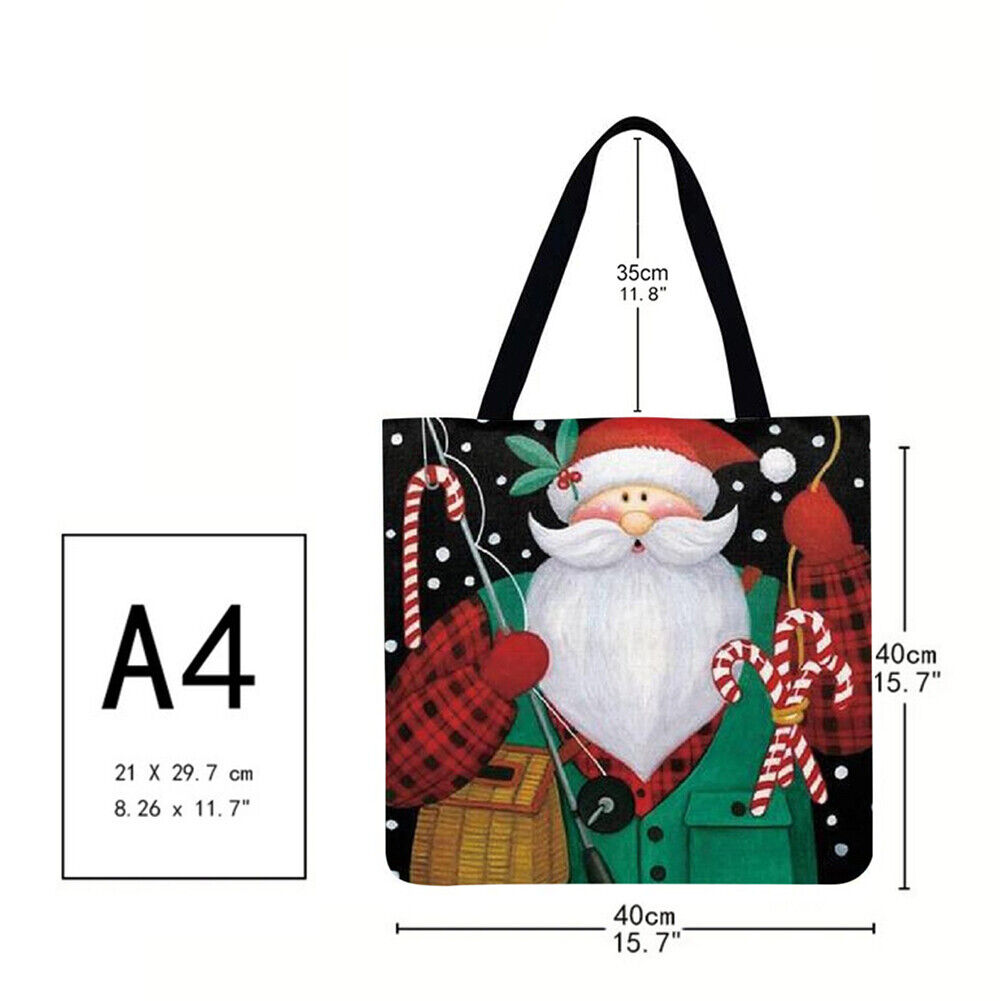 Santa Claus Printed Shoulder Shopping Bag Casual Large Tote Handbag