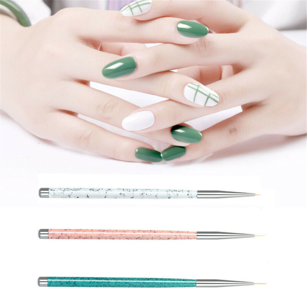 3Pcs Nail Art Pen Dotting Painting Drawing UV Gel Liner Polish Brush Tool Set