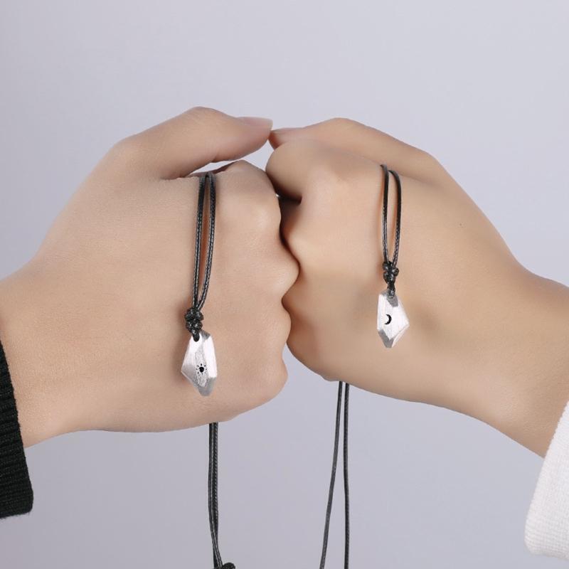 Wishing Stone Couple Necklace Men Women Simple Fashion Iron-absorbing Stone Gift