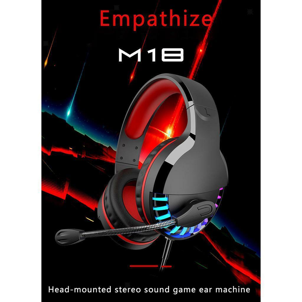 M18 Heavy Bass Colorful Gaming Headset RGB Headphones Soft Earpads with Mic