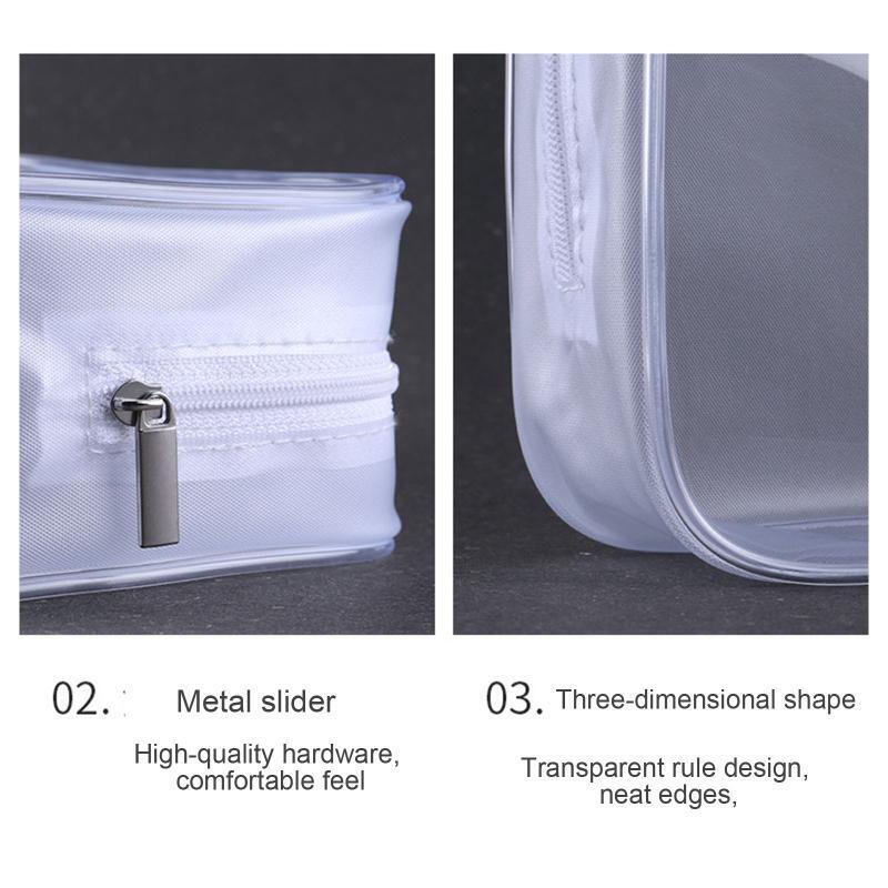 4Pcs Clear Zipper Toiletry Bag Waterproof PVC Transparent Makeup Cosmetic Pouch
