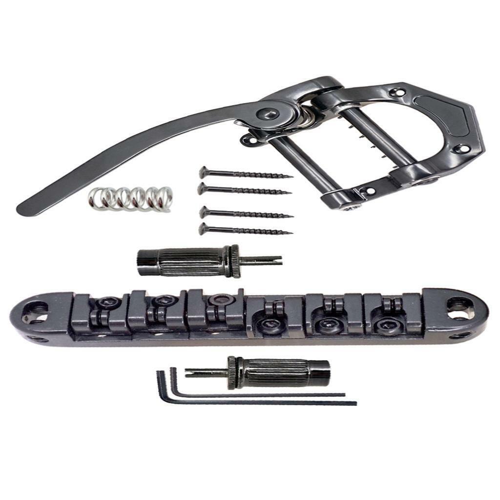 Tremolo Bridge Tailpiece & Roller Saddle  Bridge for LP SG Black
