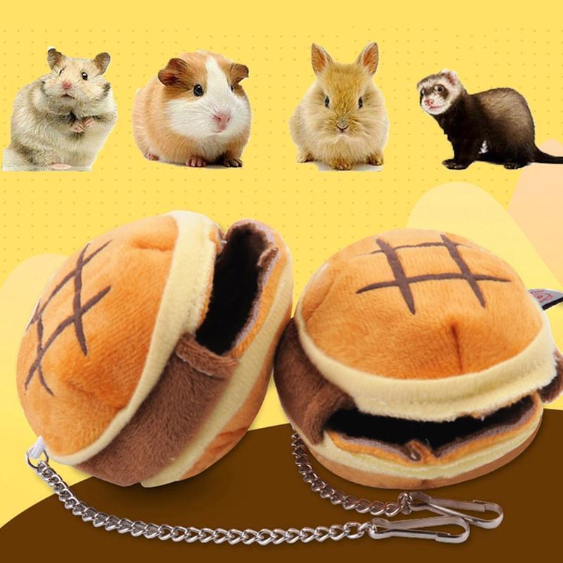 Hamster Warm Bed Hamburger Design House for Small Guinea Pigs Junior Chipmunks