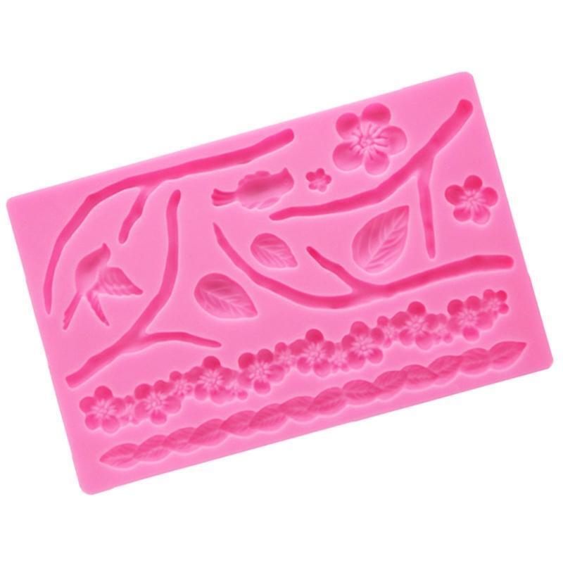 Creative Branch Leaf Bird Flower Fondant Silicone Mold Pastry Chocolate Mold