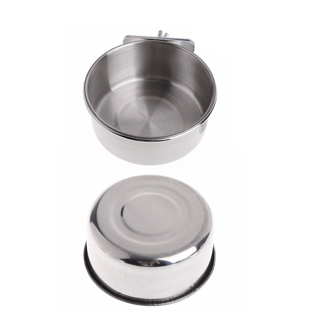 Stainless Steel Pet Bowl Hanging Stationary Drinking Water Food Feeder (L)