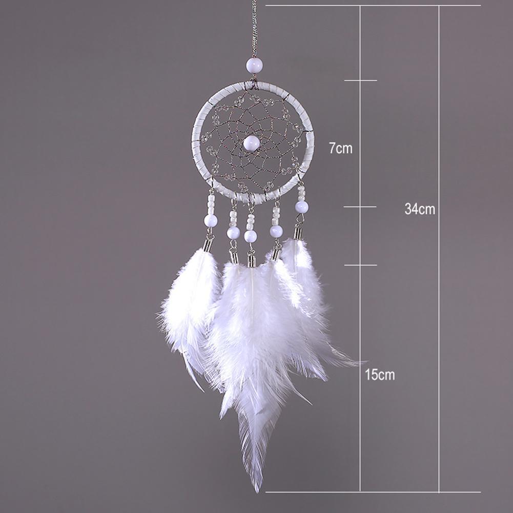 Handmade Dream Catcher with Feather Wall Car Home Hanging Decor White