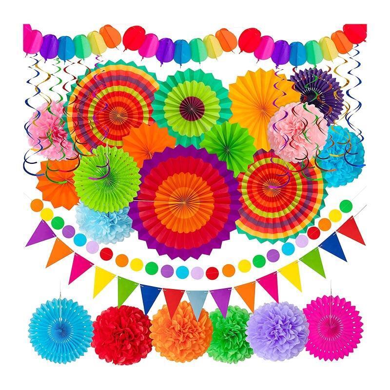 Paper Fans Flower Halloween Party Decoration for Birthday Graduation Baby Shower