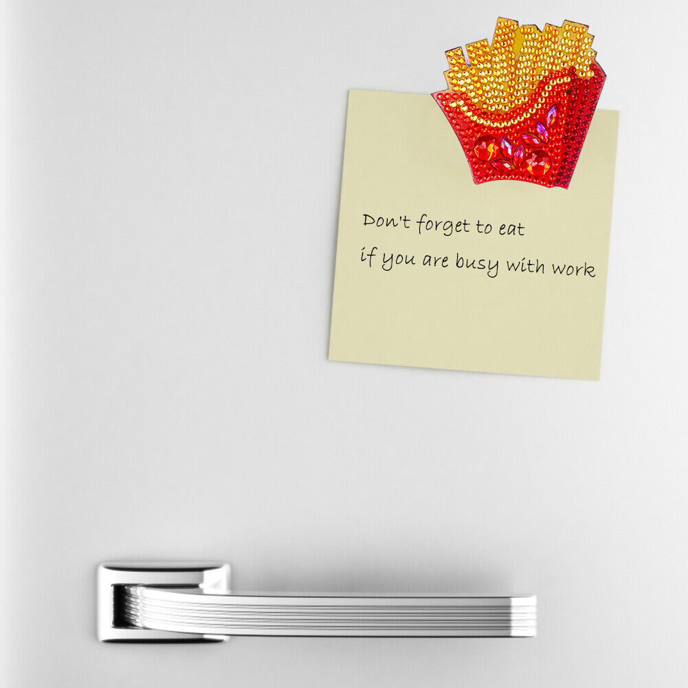 4pcs DIY Full Drill Diamond Burger Fries Food Embroidery Fridge Magnets
