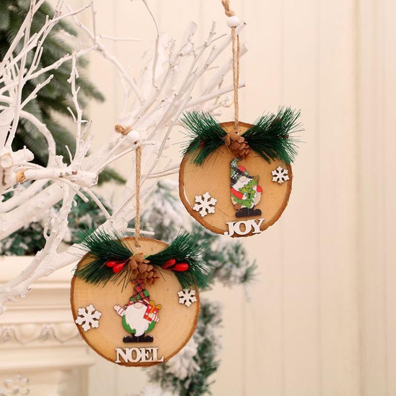 Christmas Festival Tree Ornament Set of 4 Slices Tree Hanging Embellishment