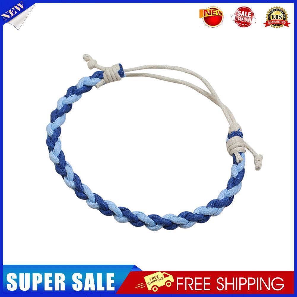 Colorful Weave Bracelet Ethnic Knit Rope Bangles Jewelry Gift (Dark Blue)