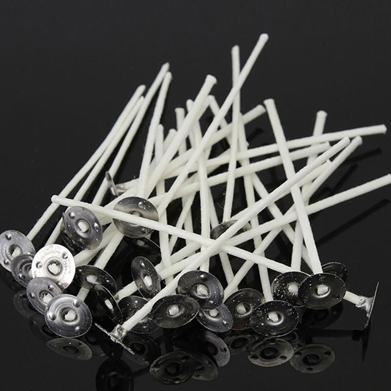 Pack of 50 15cm Pre Waxed Wicks for Candle Making .With Sustainers Nice