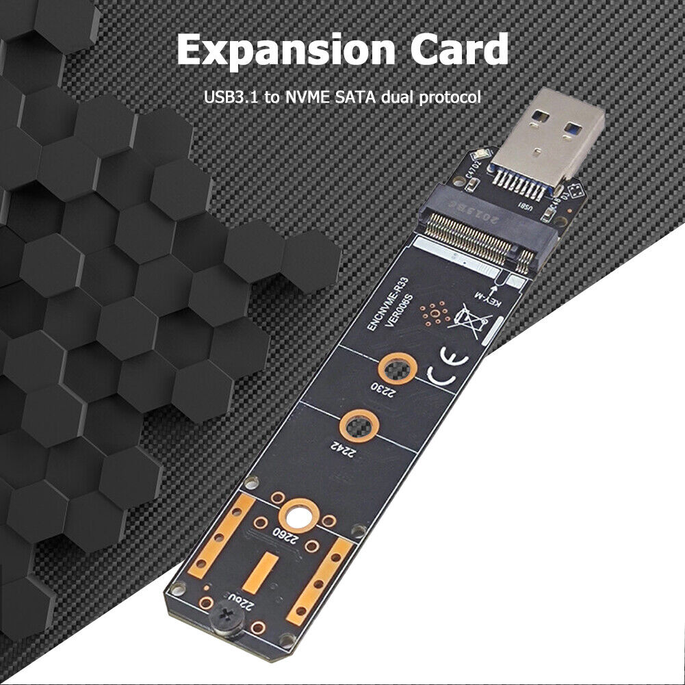M.2 to USB Adapter M Key NGFF M2 PCIe SATA to USB 3.1 Gen 2 Type A SSD Card