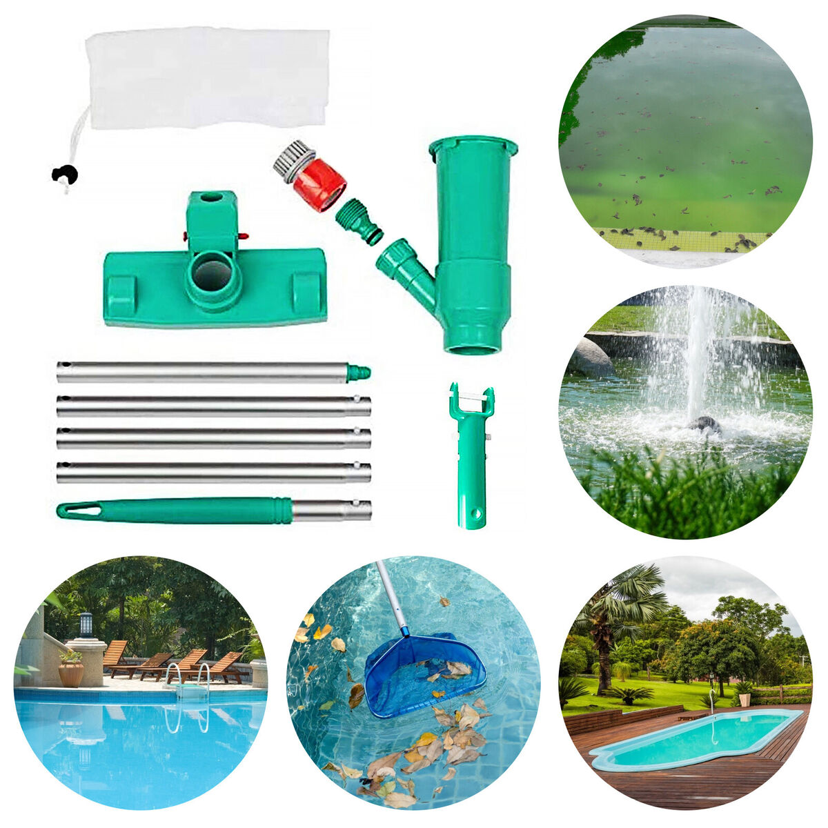 Pool Vacuum Jet Cleaner 4 Section Pole Portable for Above Ground Pond