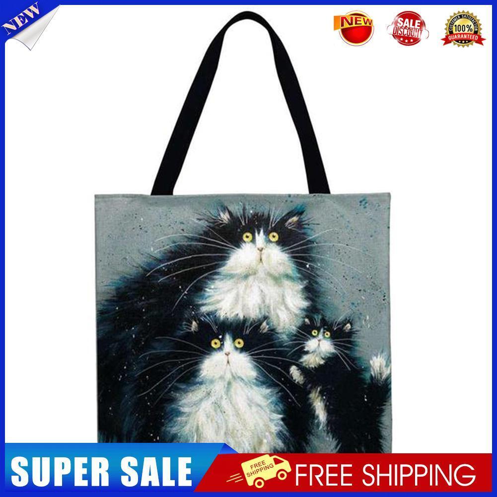 Three cats Printed Shoulder Shopping Bag Casual Large Tote Handbag 40*40cm