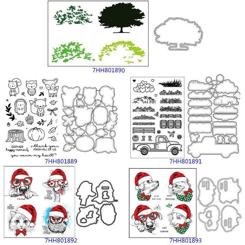 Cute Animals Clear Silicone Stamp & Dies for DIY Christmas Birthday Party Decor