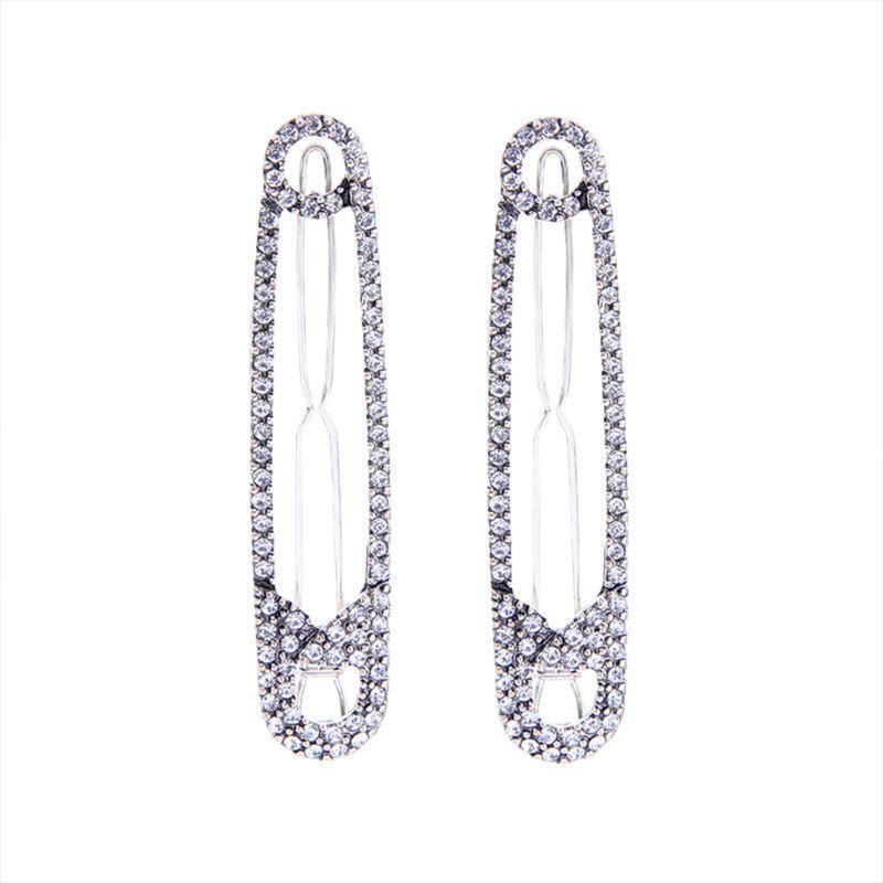 Korean Metal Paper Clip Shape Frog Bobby Pins Women Girl Glitter Rhinestone Side