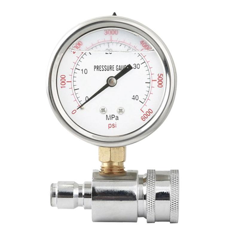Upgraded Pressure Washer Pressure Gauge Kit 3/8 Inch Quick Connect 0-6000 PSI