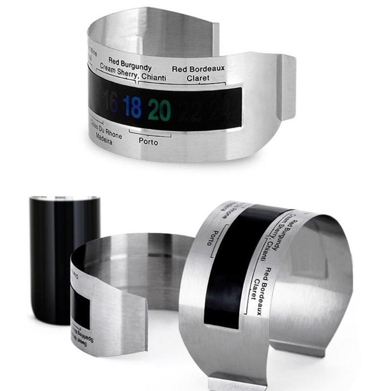 Stainless Steel Wine Thermometer Bracelet Bottle Beer Temperature Sensor Clip