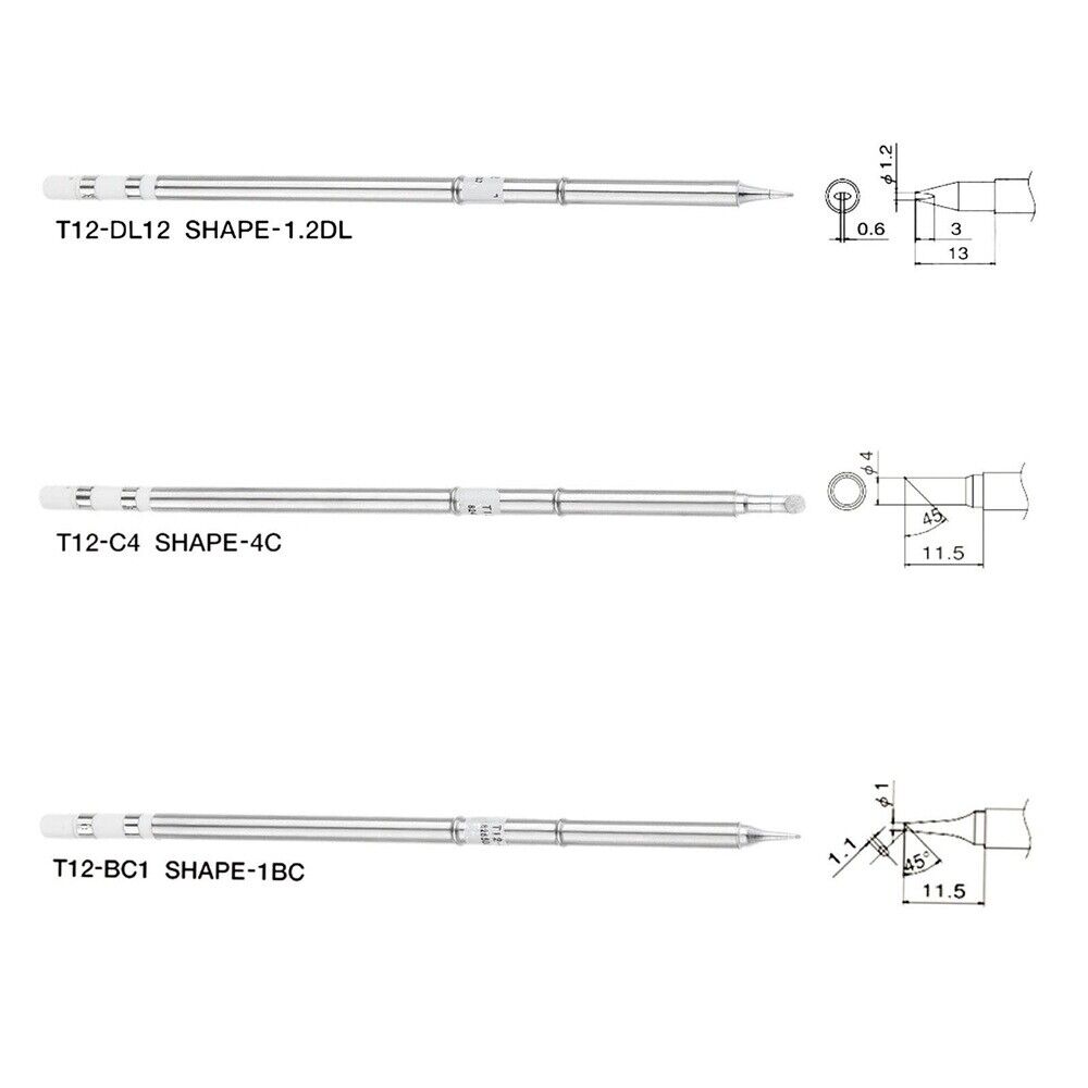 Replacement T12-C4 T12-D12 T12-BC1 Solder Iron Tips For Welding Component 3PCS