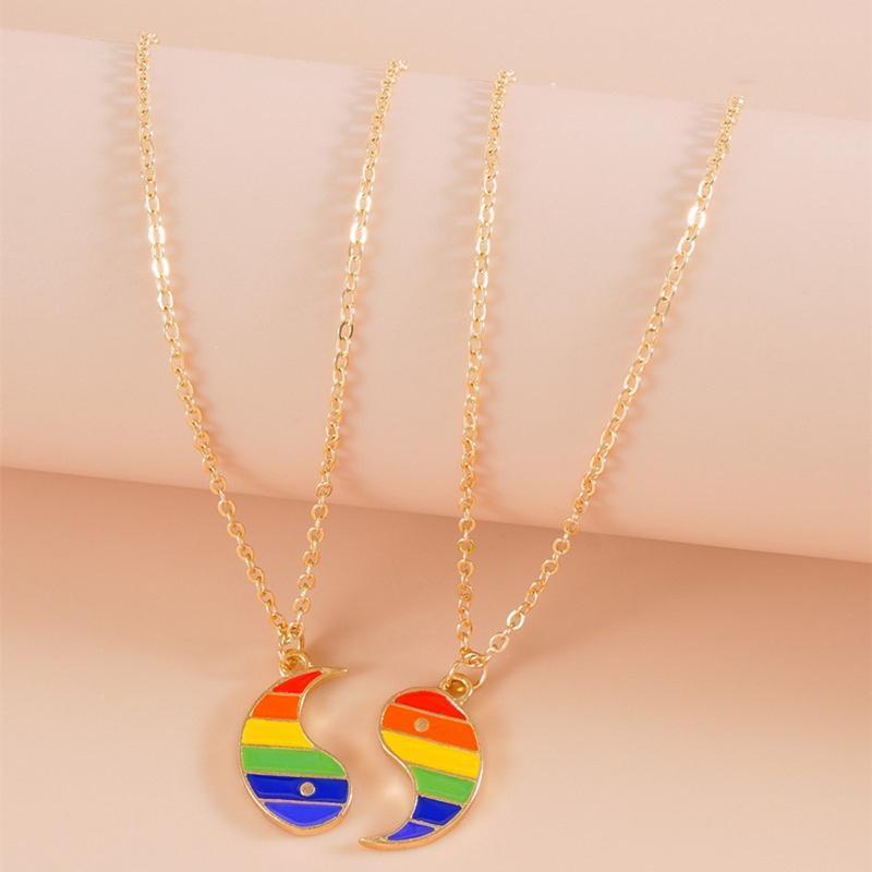Colourful Yin Yang Pendant Necklace for Men Women Puzzle Charm Necklace