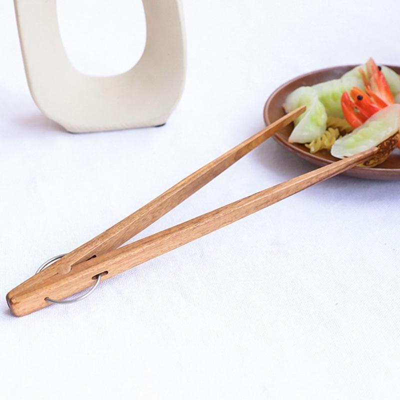 Wooden Toast Tongs Bacon Steak Bread Cake Clip Home Made of Pure Beech Wood Tool