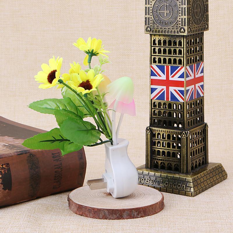 Sensor Night Light Sunflower Flower LED Lamp US Plug 220V Romantic Home Decor