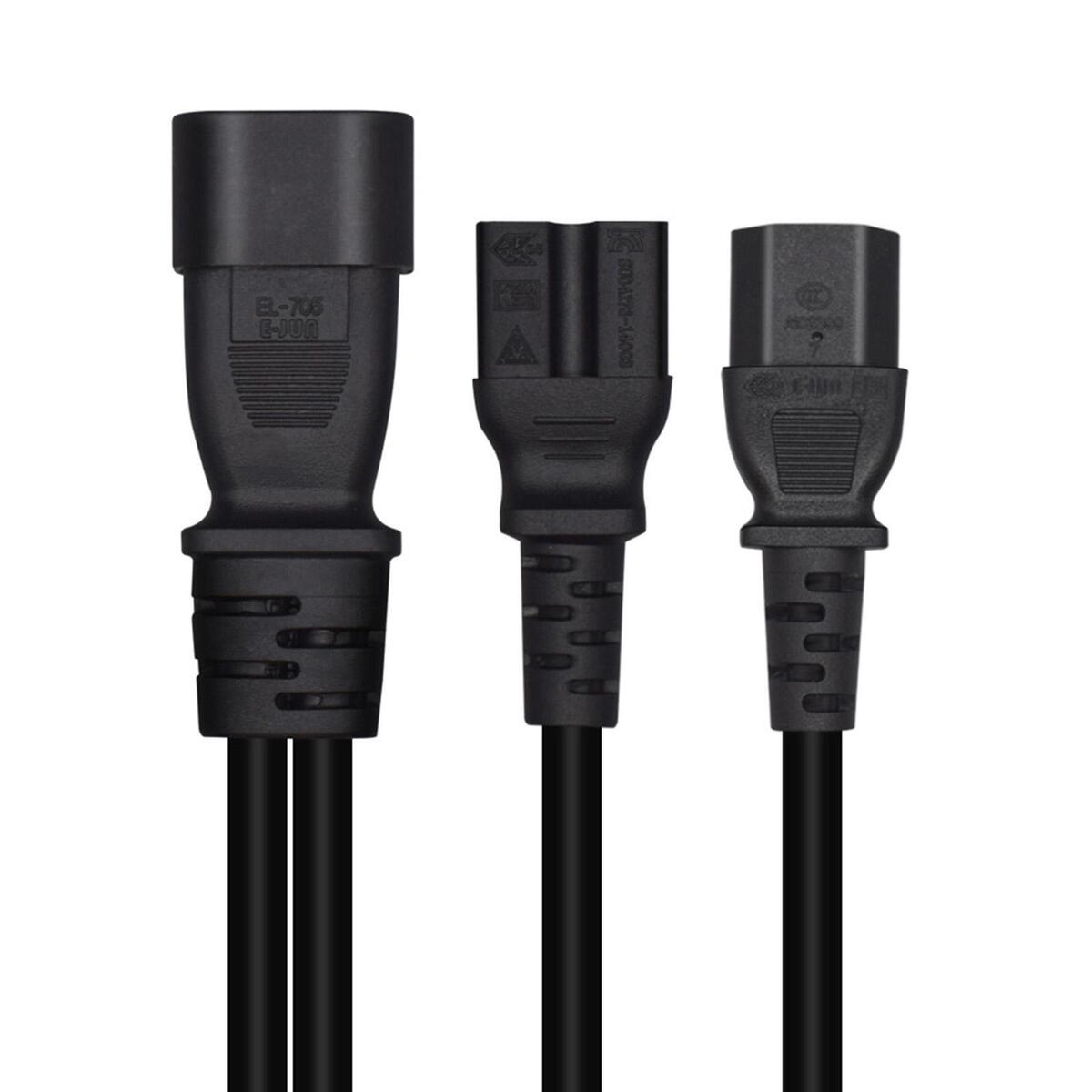 IEC320 C14 to IEC320 C13+C15 Y Splitter Power, Power Cable Replace Part Portable