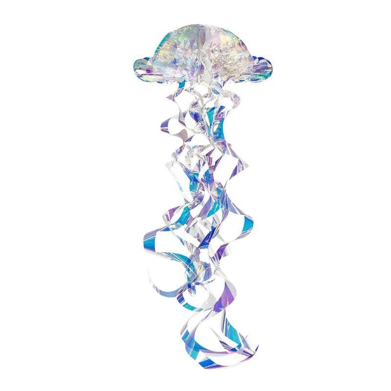 Glitter Iridescent Hanging Honeycomb Jellyfish Ornament DIY Paper Lantern Decor