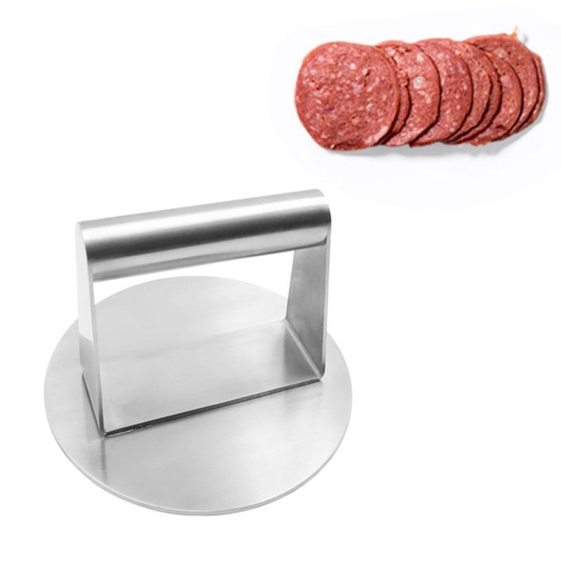 Stainless Steel Burger Smasher Heavy-Duty Round Bacon Grill Burger Press