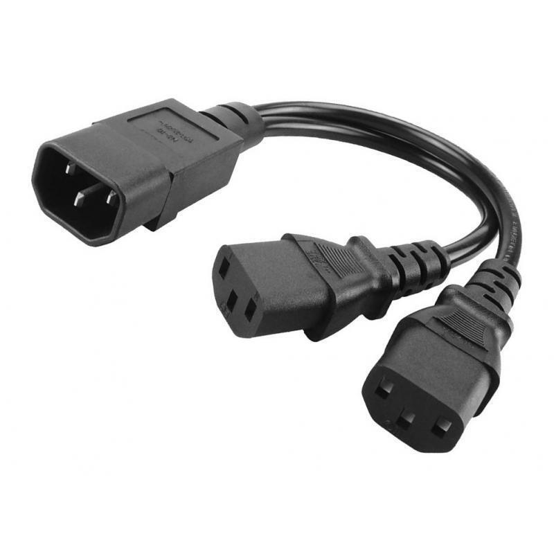 Black IEC320-C14 to 2C13 Y-shaped Power Cord Extension Kit 1-to-2 Cabinet Server