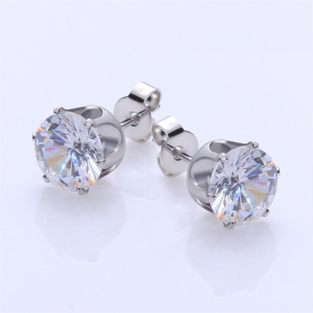 8Pairs/Set Fashion Men&Women White Black Earrings Zircon  Six Claws Ear Studs