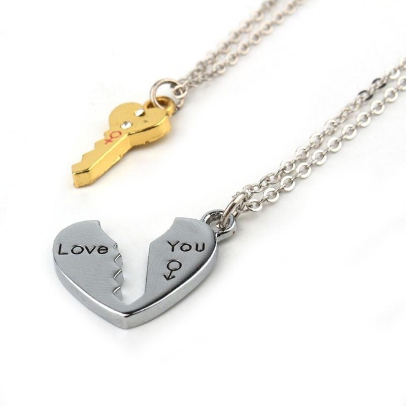 Heart-shaped Key Couple Necklace Hold the Key to My Heart Clavicle Chain Jewelry