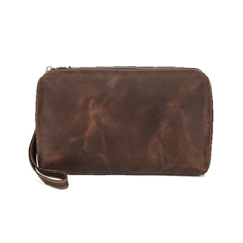 Men Leather Wallet Zipper Travel Wallet ID Card Holder Phone Pouch Organizer