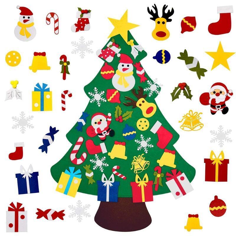 Baby Kids DIY Felt Christmas Tree with 30pcs Detachable Ornament Wall Door Decor