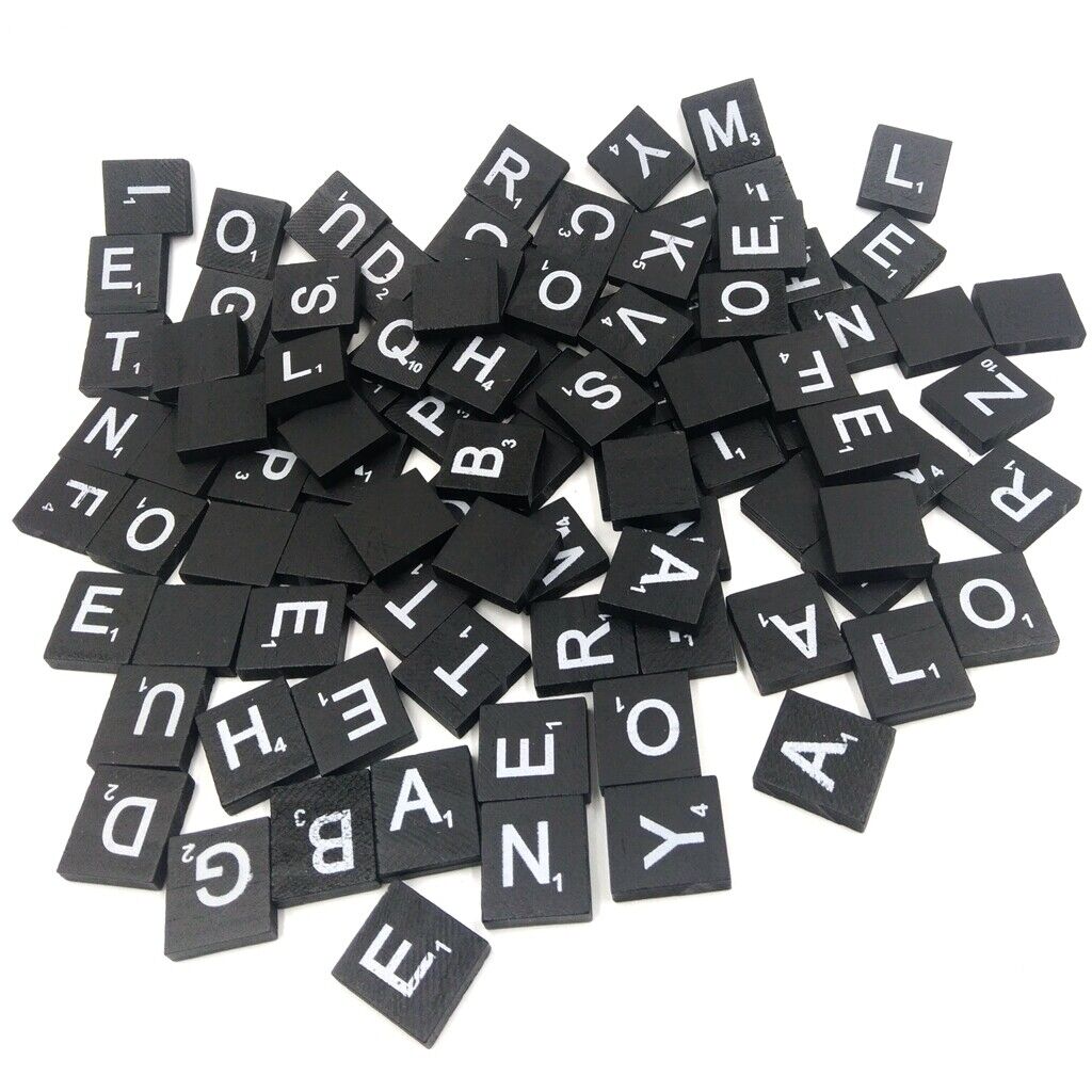 100 Pieces New Wooden Alphabet Tiles Mixed Letters and Number Game Pieces