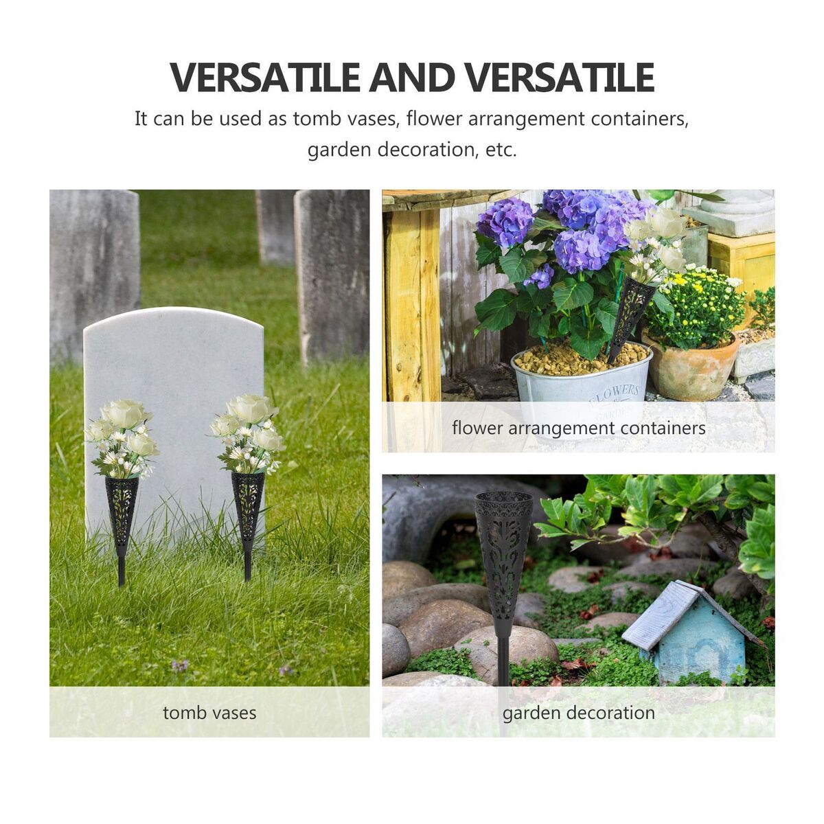 2Pcs Hollow Cemetery Courtyard Outdoor Flower Basket Garden Vase Flower Holder